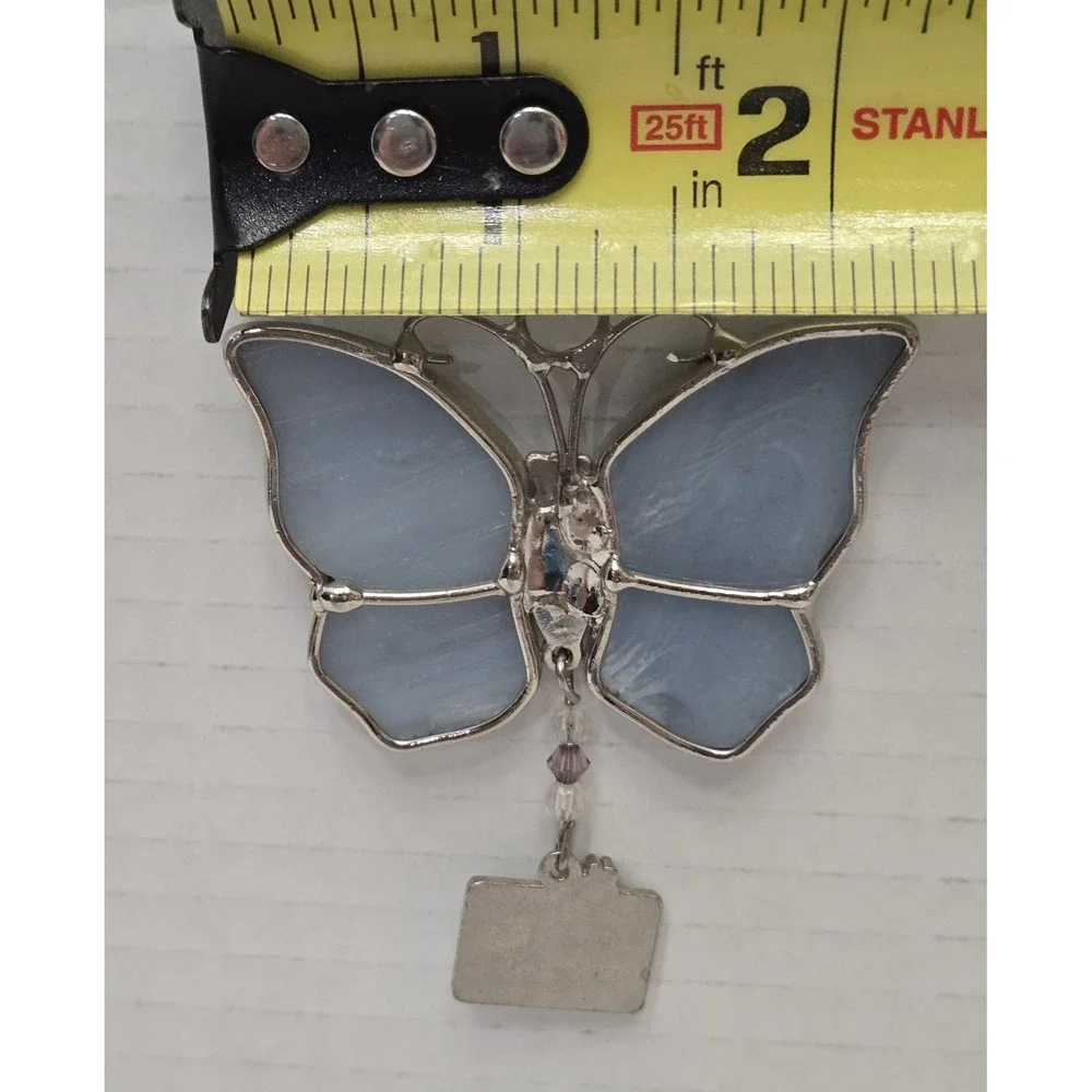 Lot of 2 Vtg Ganz Stained Glass Butterfly Ornaments Suncatcher Blessings Freedom